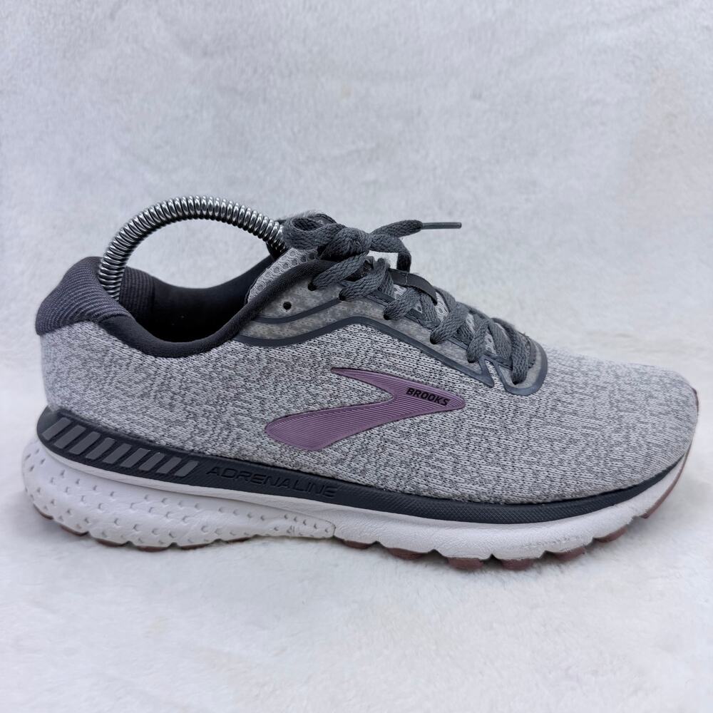 Brooks Adrenaline GTS 20 Womens Running Shoes Gray Purple Size 9 Wide Sneakers
